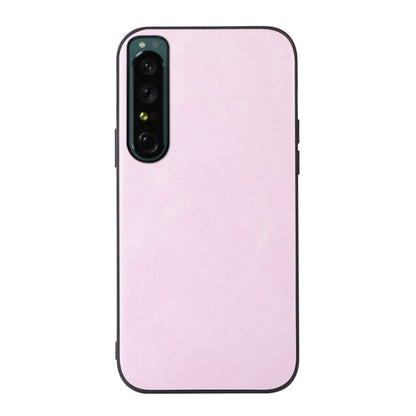 Cowhide-texture PU phone case, light pink with vertical camera module cutout