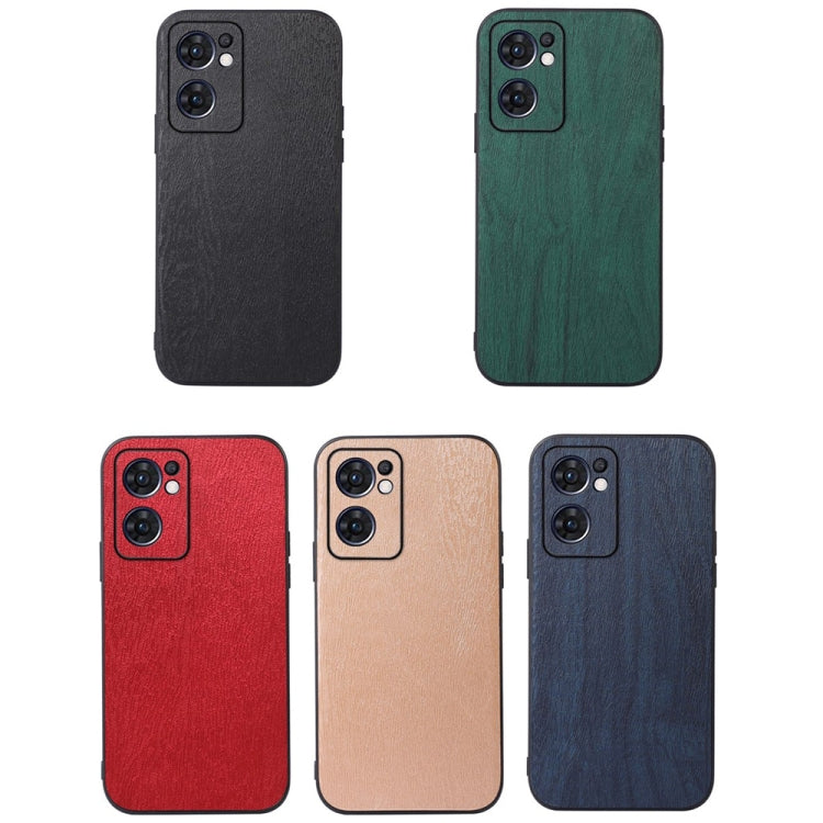 Wood-texture PU phone cases set: black, green, red, beige, and blue colors shown