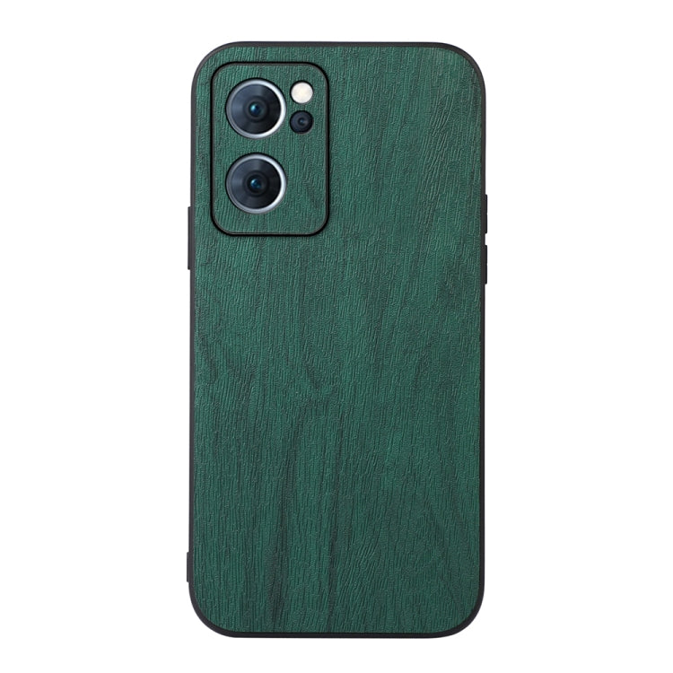 Wood-texture phone case with camera cutout, green