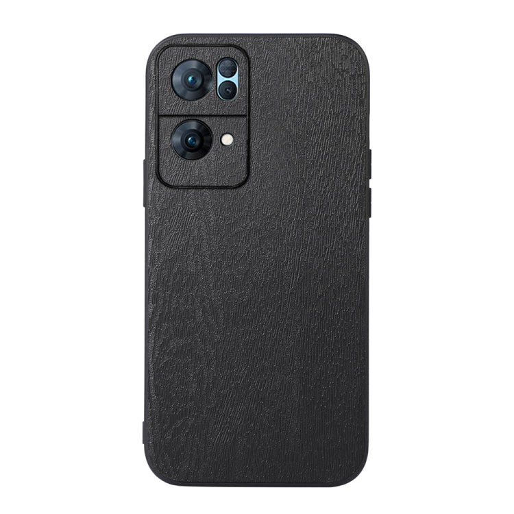 Wood-texture PU phone case in black, slim back cover with raised camera openings