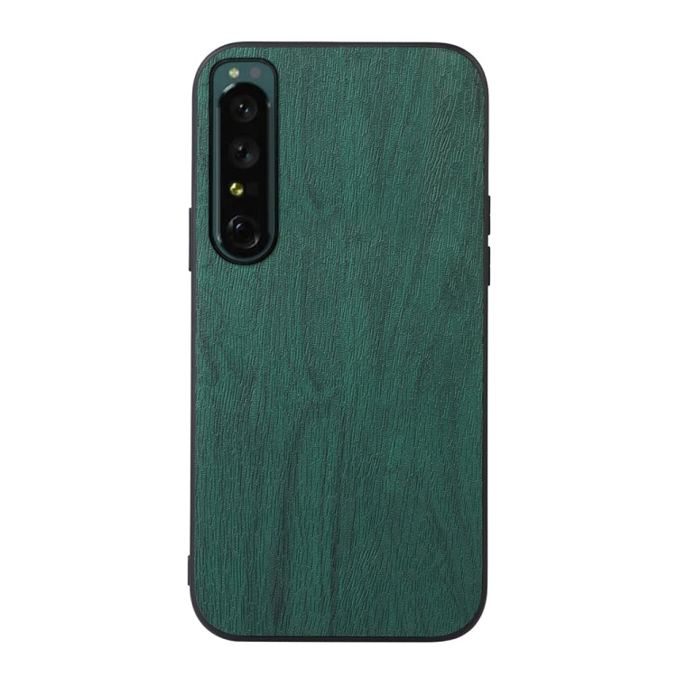 Wood-texture phone case with camera cutout, teal green