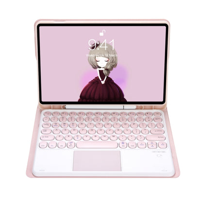 Pink foldable keyboard case with touchpad and round keycaps