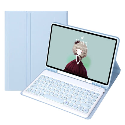 White Bluetooth keyboard tablet case with folio stand and round keycaps