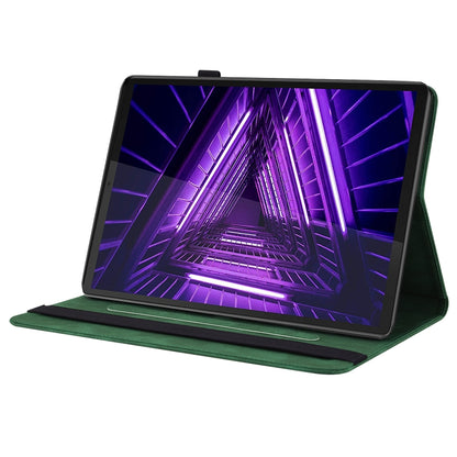 Green folio tablet case with butterfly embossing, open stand for viewing