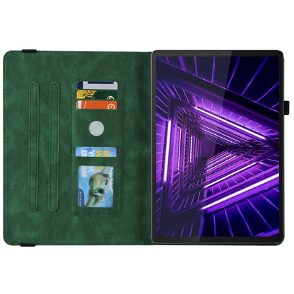 Green folio tablet case showing interior card slot pockets and kickstand cover
