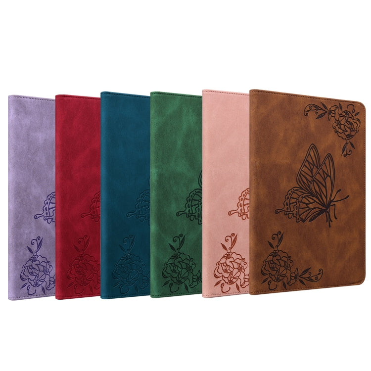 Embossed butterfly leather folio tablet case set, multi-color with butterfly pattern.