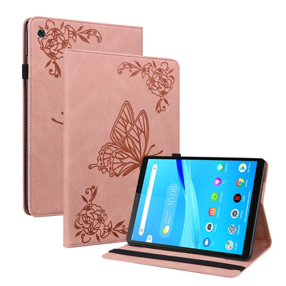 Rose embossed butterfly-flower leather tablet folio case with kickstand, tablet upright