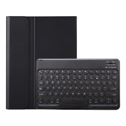 Black folio leather keyboard case with round keycaps and tablet shell