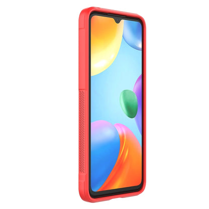 Red TPU phone case with textured sides and raised camera and screen protection