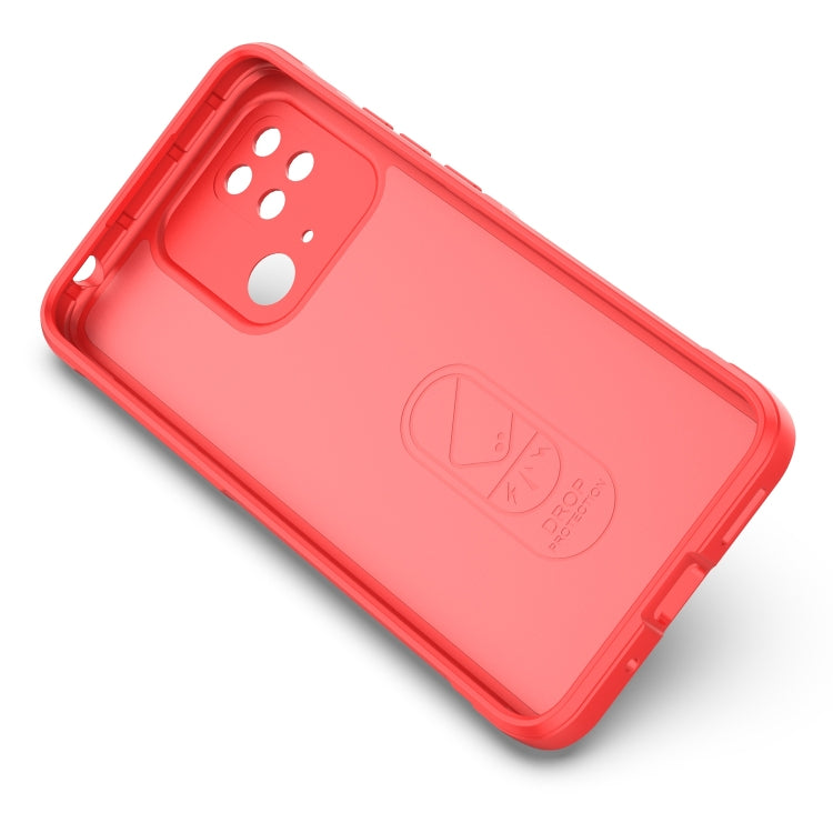 Red TPU phone case back panel with camera openings and subtle embossed design