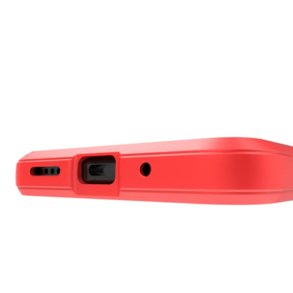 Red TPU phone case side profile with button and port cutouts