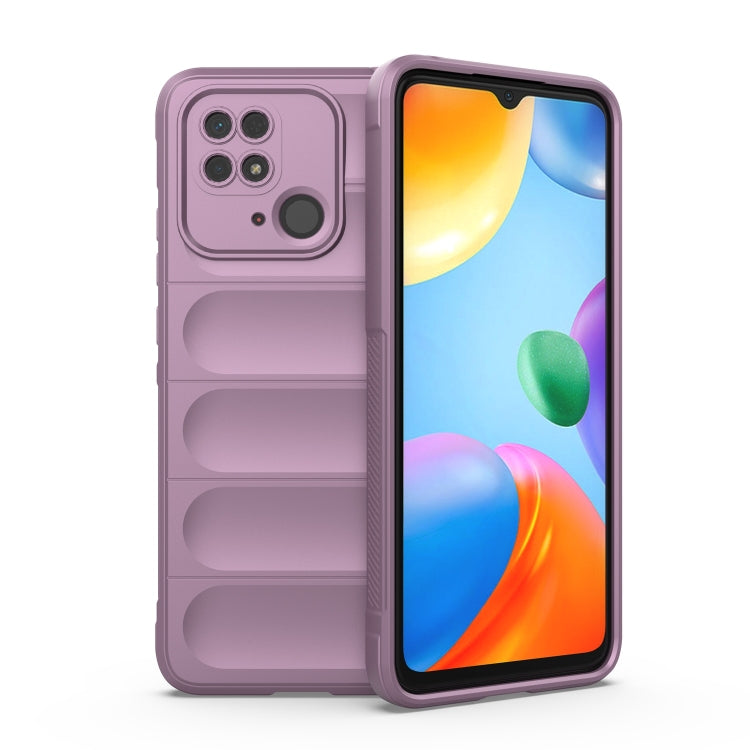TPU flannel phone case, purple, with raised camera cutouts and textured sides