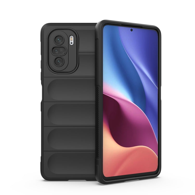 Black TPU phone case with textured back, camera cutouts, and raised screen edge