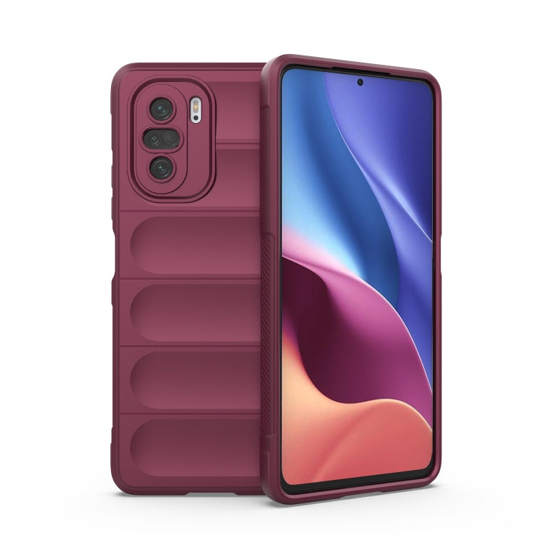 Magic Shield TPU phone case with flannel lining, burgundy, front and back coverage