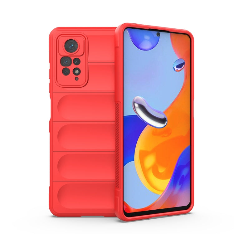 Red TPU flannel phone case with raised edges, camera cutouts, and button access.