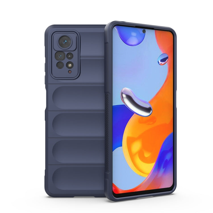 TPU flannel phone case, dark blue, with raised camera cutouts and textured sides