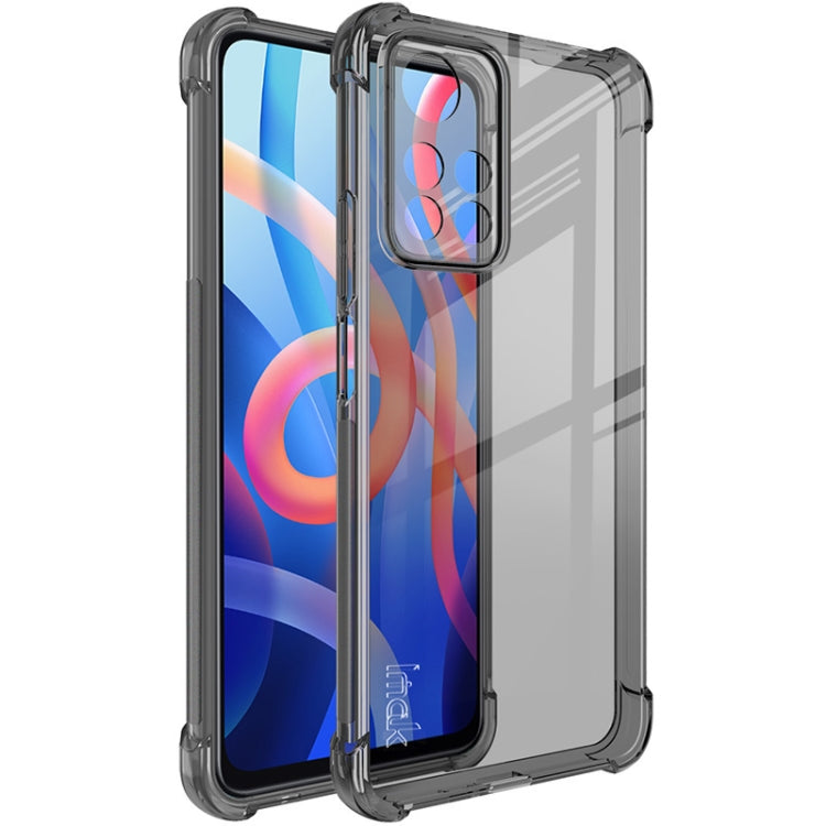 Transparent black TPU shockproof phone case with camera cutout and raised edges