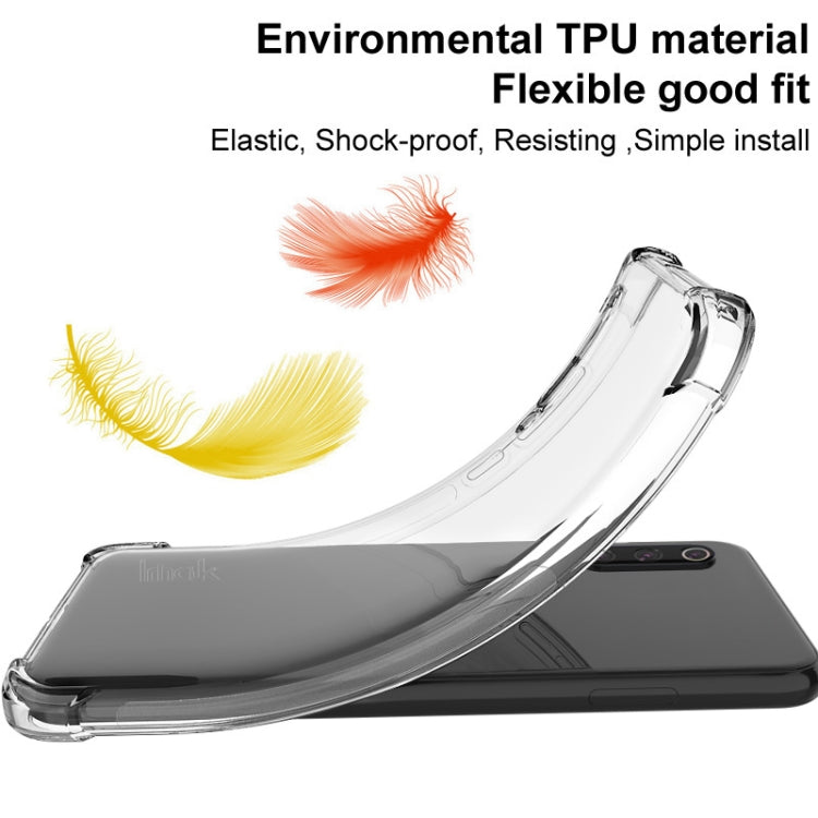 Clear TPU shockproof phone case showing flexible fit and bumper protection corners