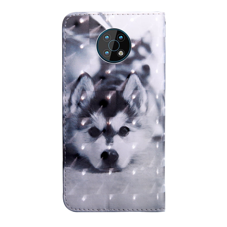 Husky dog folio phone case with camera cutout, gray and white PU leather design