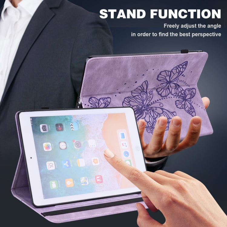 Purple butterfly tablet case with stand support and front cover for tablet viewing