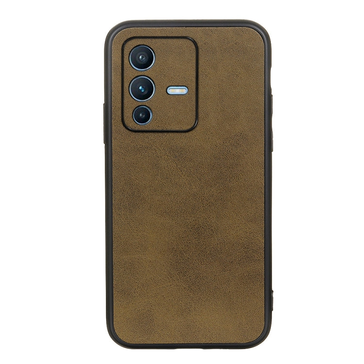 Two-tone textured shockproof phone case, olive green with raised camera cutout and ports