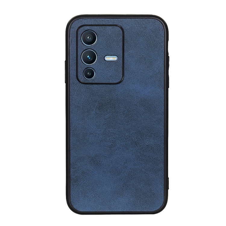 Two-tone textured shockproof phone case, blue with raised camera cutout and side openings