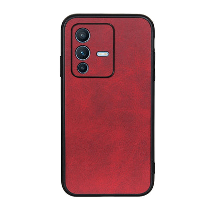 Two-tone textured shockproof phone case, red with raised camera cutout and button cutouts