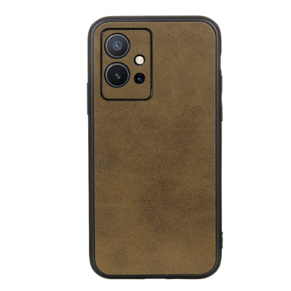 Two-tone textured shockproof phone case, olive green with raised camera cutout and port openings