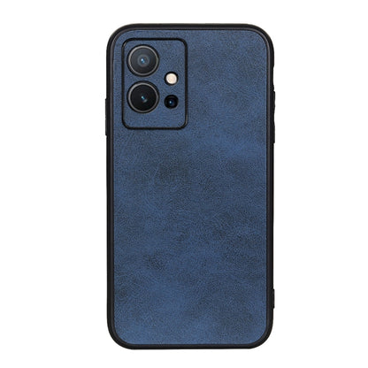 Textured phone case with camera cutout, blue with black border