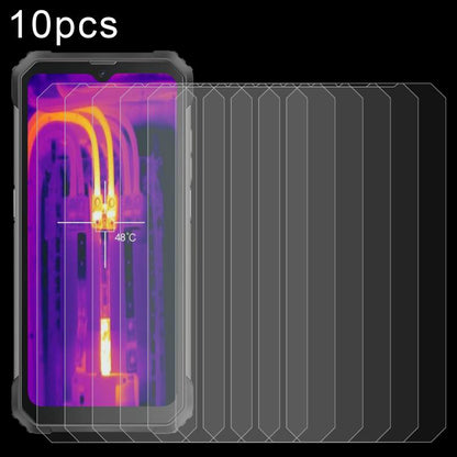 10-pack tempered glass screen protector film shown under heat at 48°C