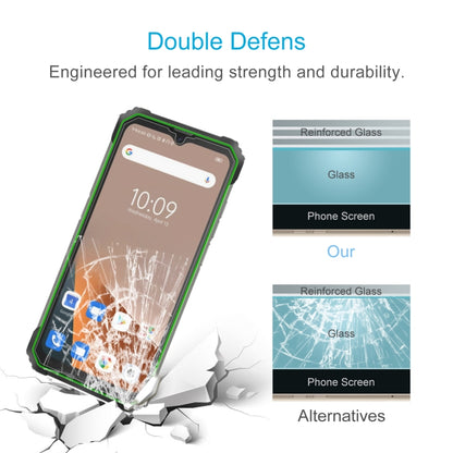 Tempered glass screen protector with reinforced layers and shatter-damage graphic