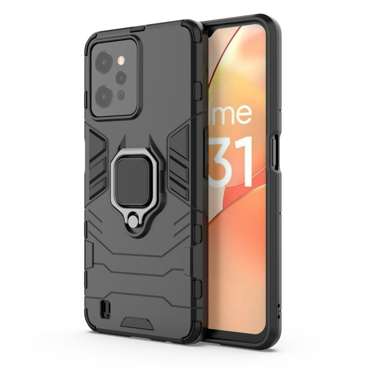 Black magnetic ring holder phone case for OPPO Realme C31, shockproof TPU shell