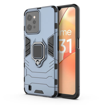 Navy blue magnetic ring holder phone case for OPPO Realme C31, front and back