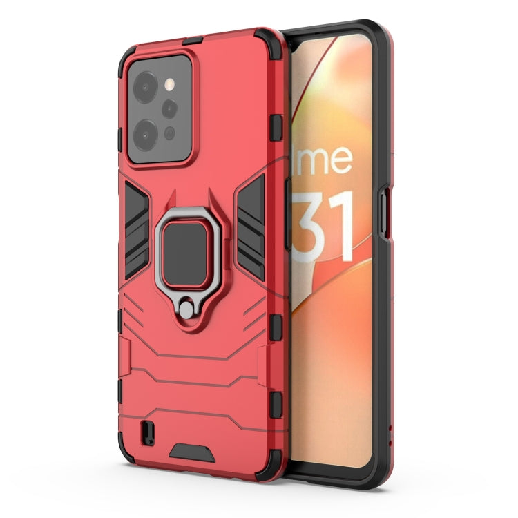 Red magnetic ring holder phone case for OPPO Realme C31, shockproof TPU shell