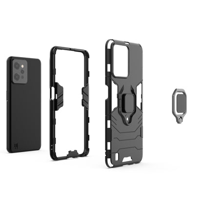 Magnetic ring holder phone case in black TPU, shows side buttons and ring mount