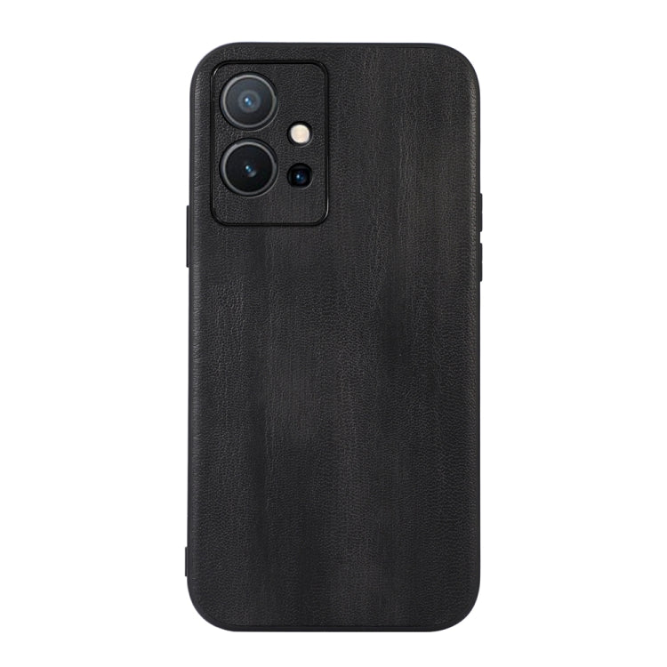 Textured PU phone case in black with dual camera cutout and flash opening