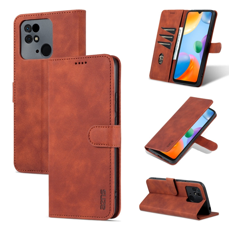 Brown flip leather phone case with wallet cover, card pocket, and stitched edges.