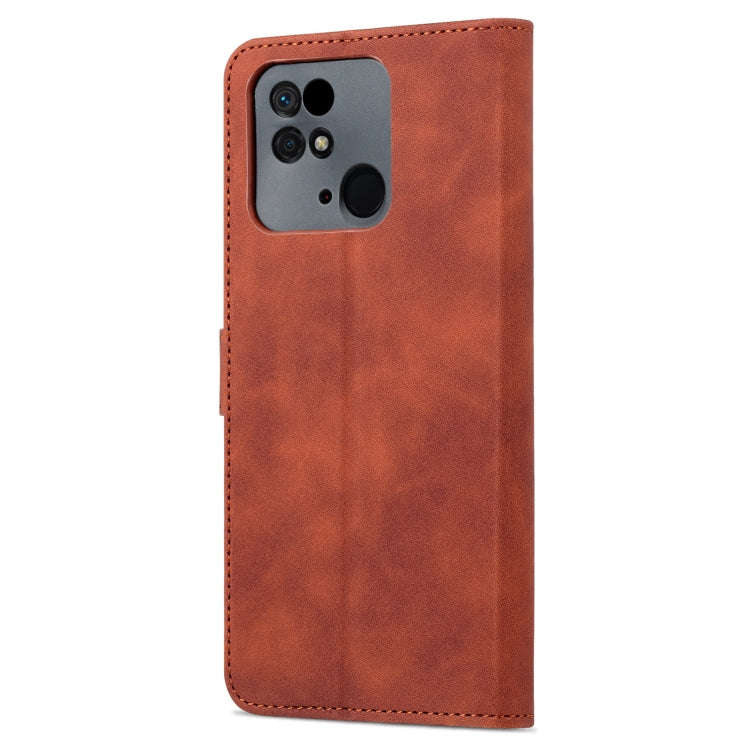 Brown leather phone case with faux calf texture and camera cutout on the back.