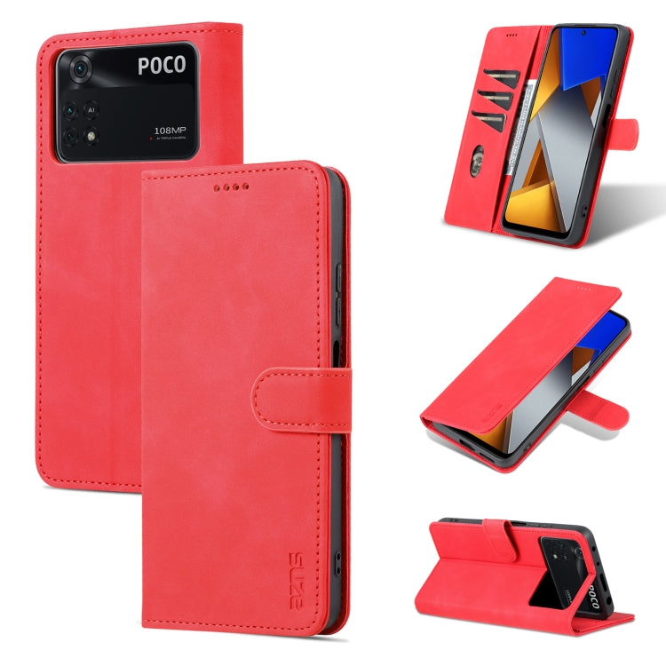 Red flip leather phone case with textured finish and kickstand stand