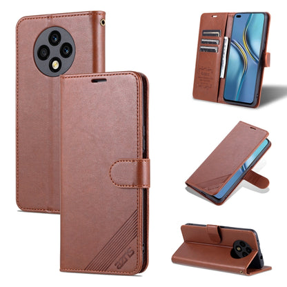 Brown flip phone case with folio cover flap and phone camera cutout