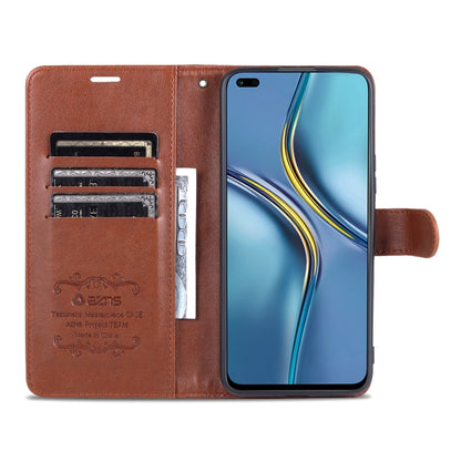 Brown flip phone case open view with card slots and holder for phone