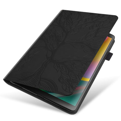 Black embossed-leaf leather flip tablet case with angled viewing stand