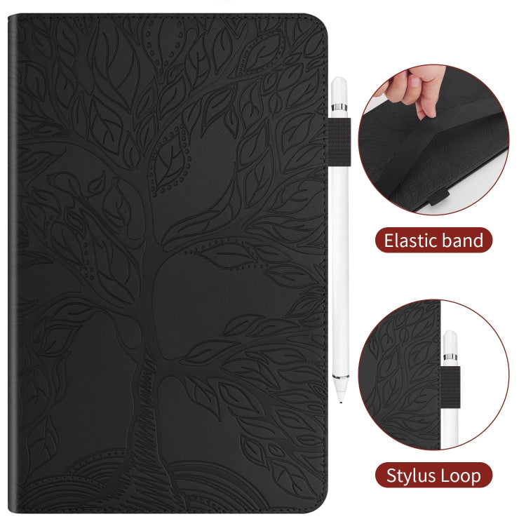 Black embossed leather flip tablet case with elastic band and stylus loop