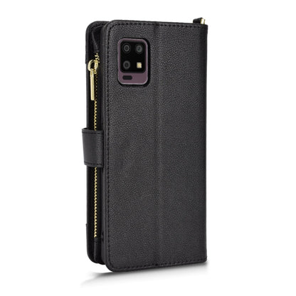 Black leather texture phone case with gold zipper and side card slot