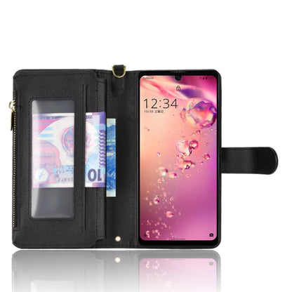 Black leather texture phone case wallet with visible card slots and flip cover