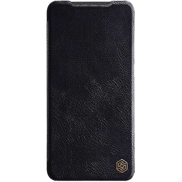 Black leather-texture flip phone case with embossed logo on front