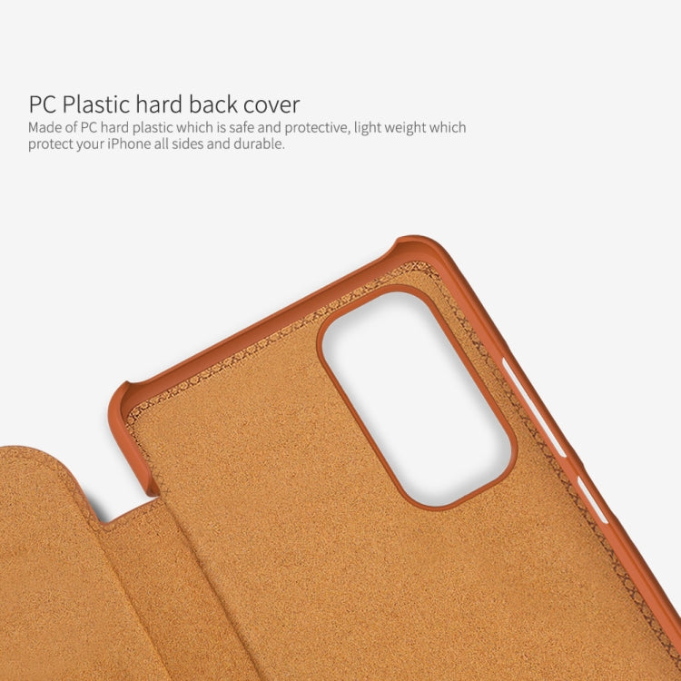 Brown leather-look phone case showing PC hard back insert and side cutout