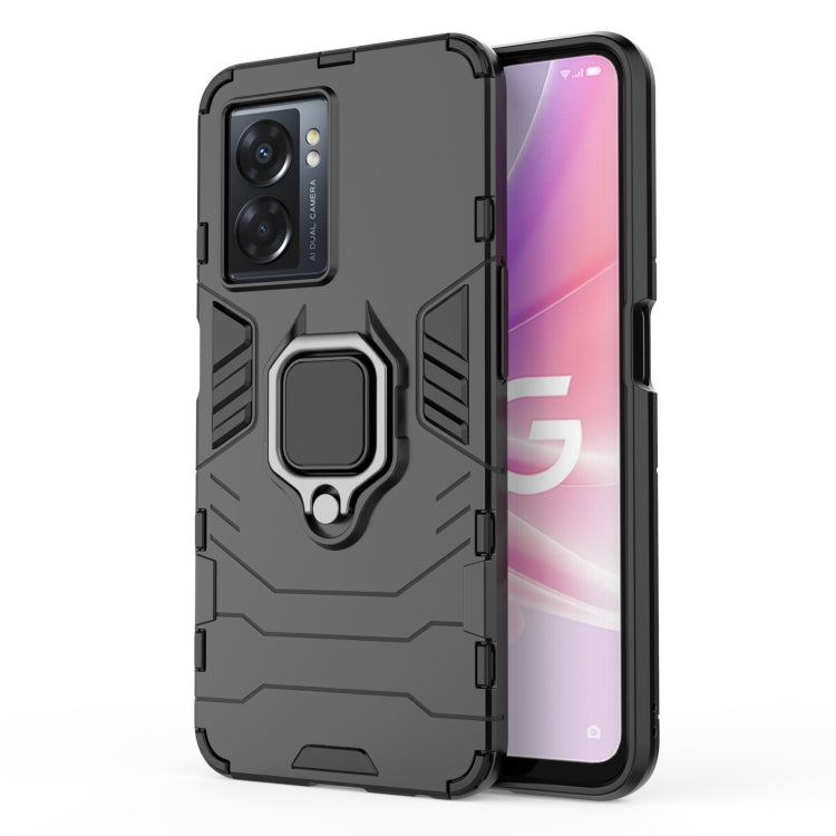 Magnetic ring holder phone case for OPPO A57 5G, dark gray rugged TPU+PC bumper