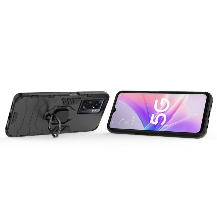 Magnetic ring holder phone case for OPPO A57 5G with flip-side view, dark gray