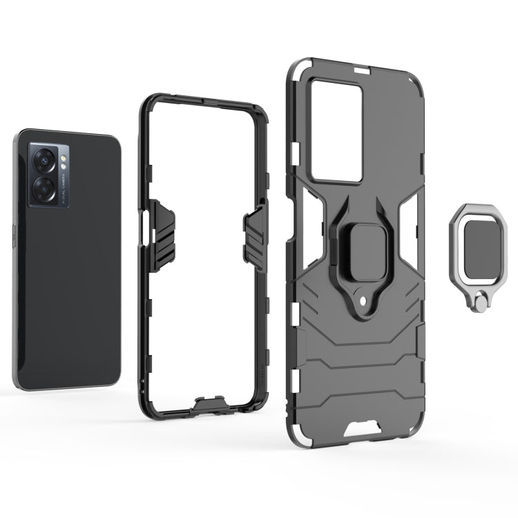 Magnetic ring holder phone case for OPPO A57 5G, black outer shell with ring holder
